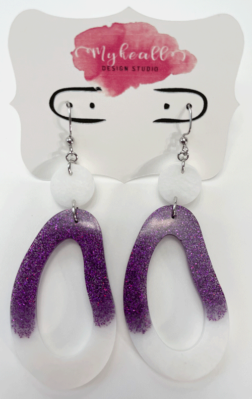 Purple/White Earrings - 3