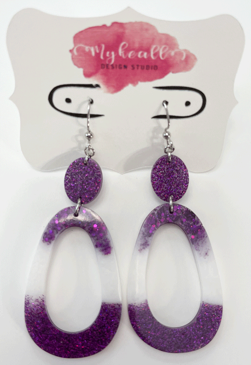 Purple/White Earrings - 2