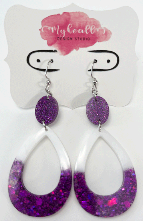 Purple/White Earrings - 1