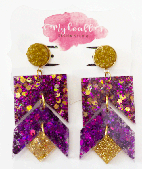 Purple/Gold Earrings - 9