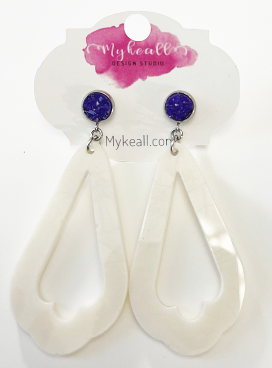 Purple/White Earrings - 10