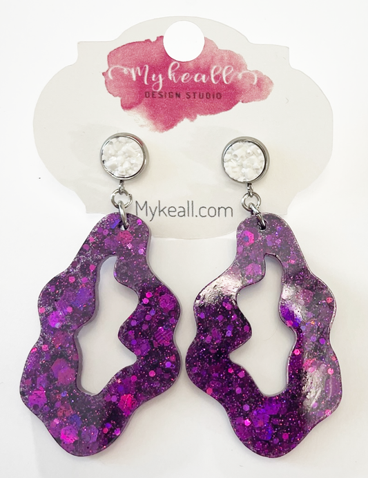 Purple/White Earrings - 11