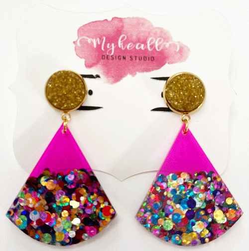 Pink/Glitter Earrings - 12