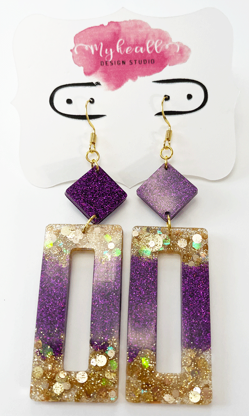 Purple/Gold Earrings - 2