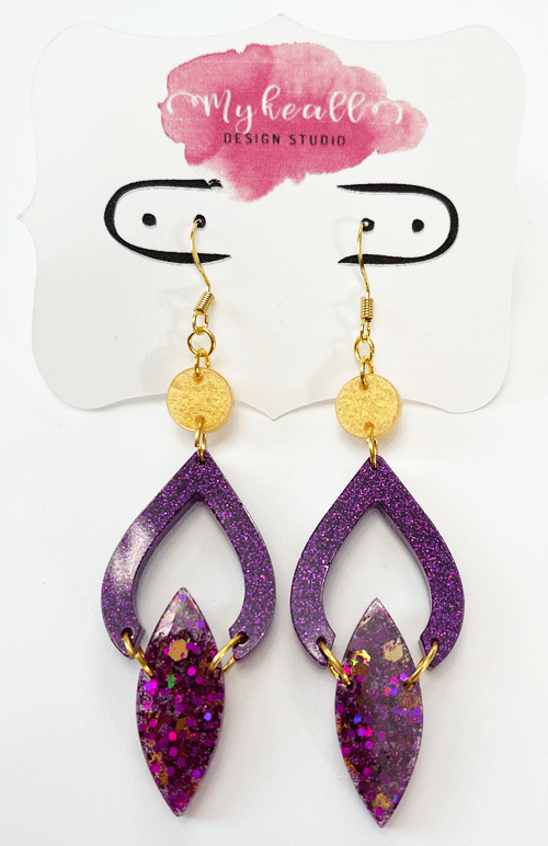 Purple/Gold Earrings - 8