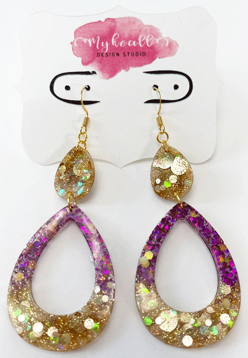 Purple/Gold Earrings - 1