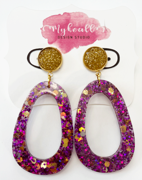 Purple/Gold Earrings - 10