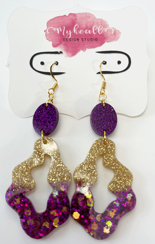 Purple/Gold Earrings - 4