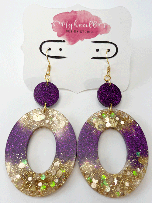 Purple/Gold Earrings - 5