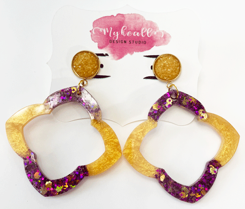 Purple/Gold Earrings - 11