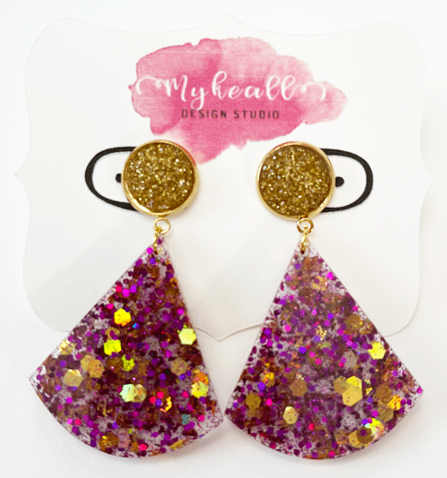 Purple/Gold Earrings - 12