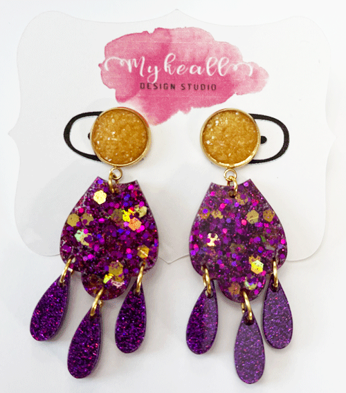 Purple/Gold Earrings - 13