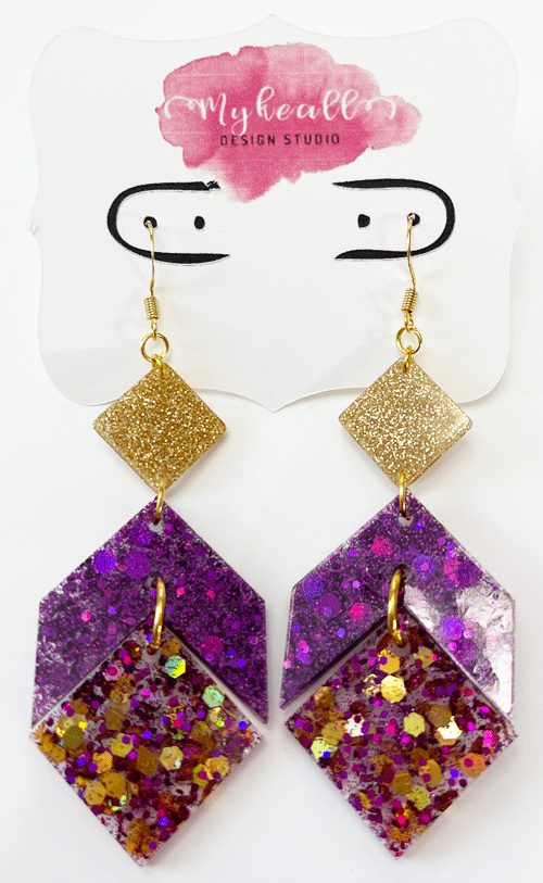 Purple/Gold Earrings - 6