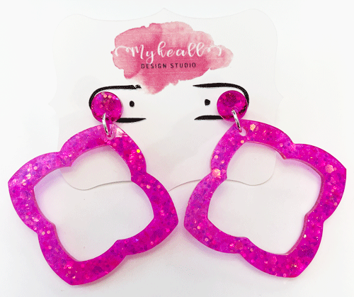 Pink/Glitter Earrings - 13