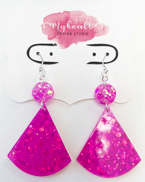 Pink/Glitter Earrings - 14