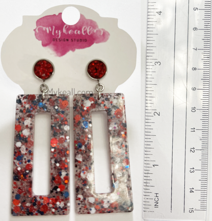 Red White Navy Earrings - 5