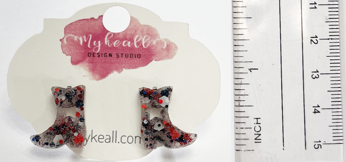 Red White Navy Earrings - 19