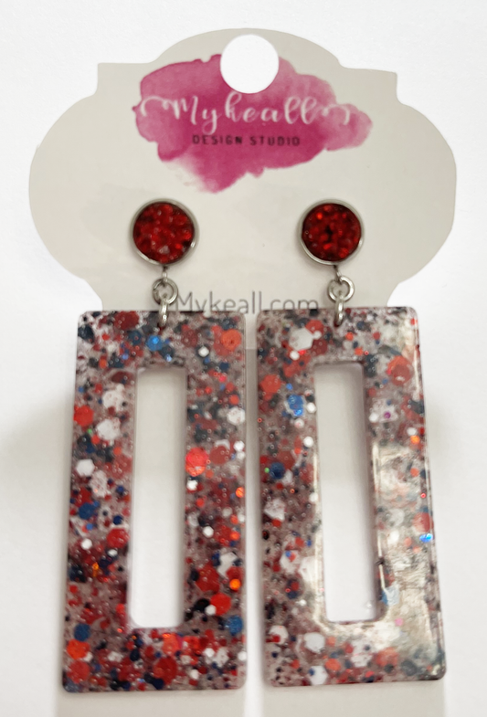 Red White Navy Earrings - 5