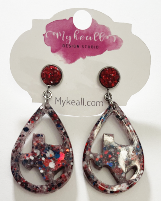 Red White Navy Earrings - 1