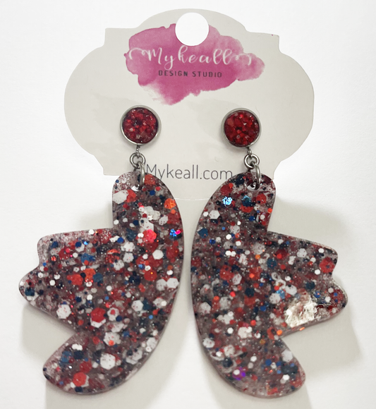 Red White Navy Earrings - 2