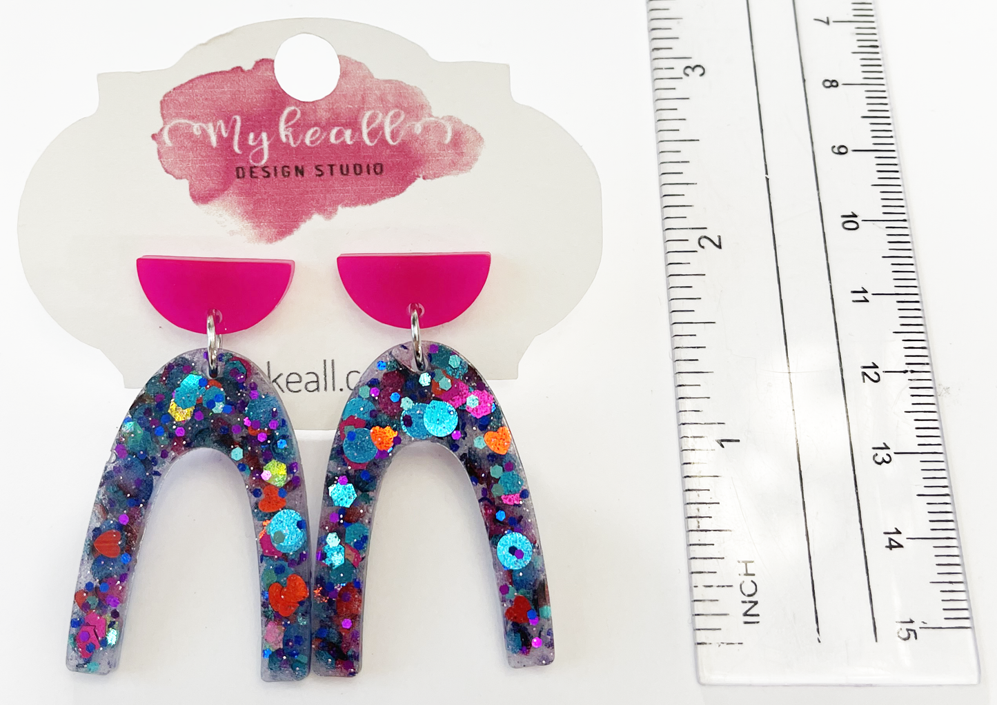 Pink/Blue-Glitter Earrings - 2