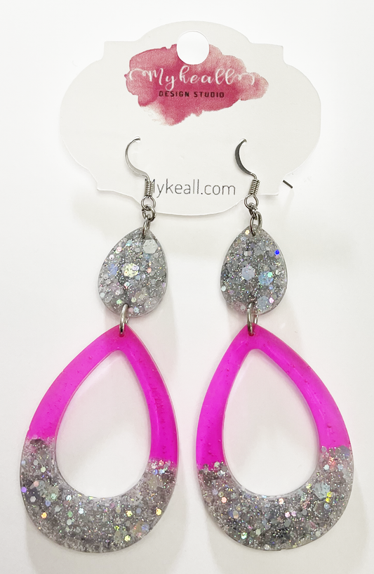 Pink/Silver Earrings - 1