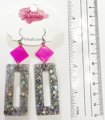 Pink/Silver Earrings - 4