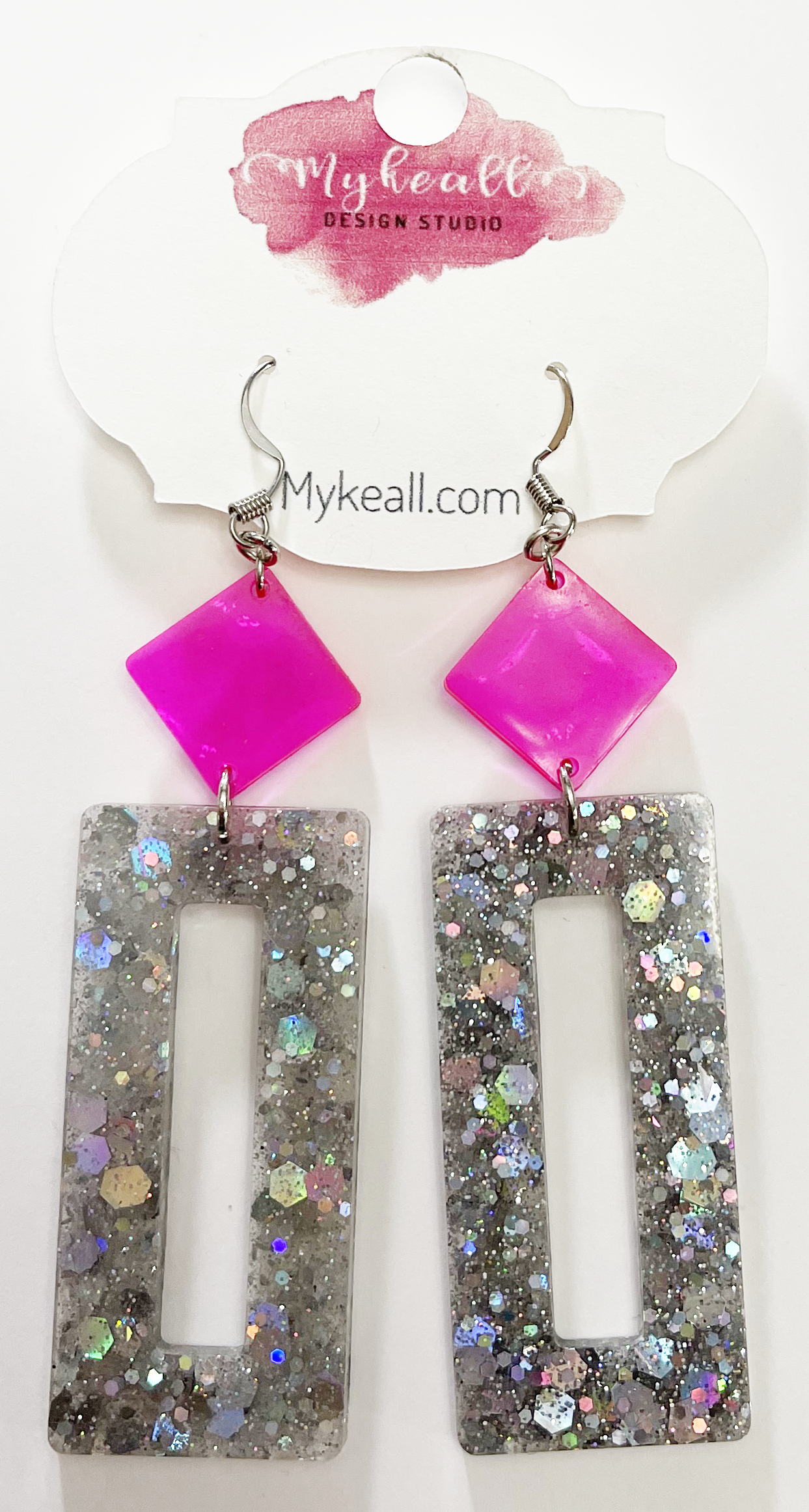 Pink/Silver Earrings - 4