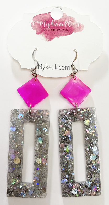 Pink/Silver Earrings - 4