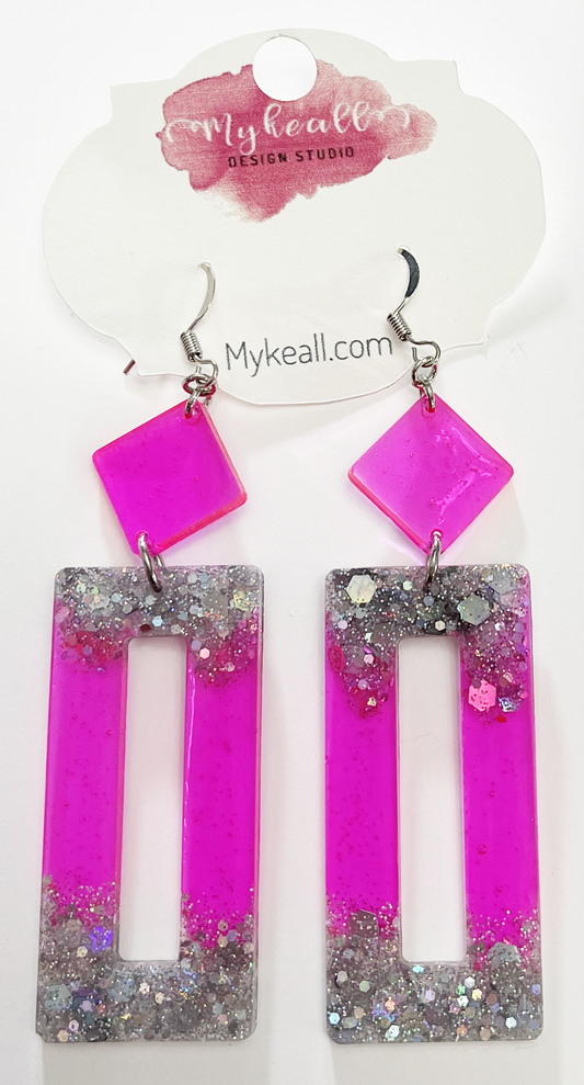 Pink/Silver Earrings - 7