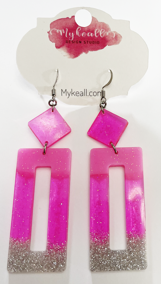 Pink/Silver Earrings - 8