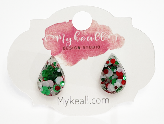 Christmas Stud Earrings - Teardrop