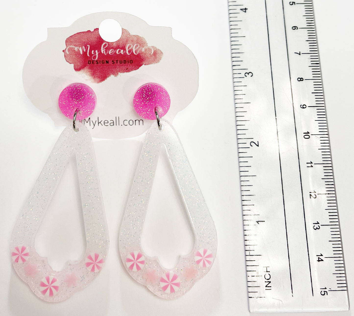 Christmas Earrings - Pink Peppermint
