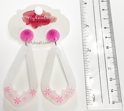 Christmas Earrings - Pink Peppermint
