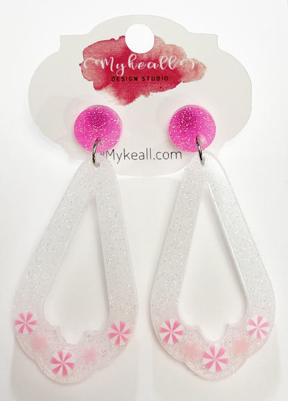 Christmas Earrings - Pink Peppermint