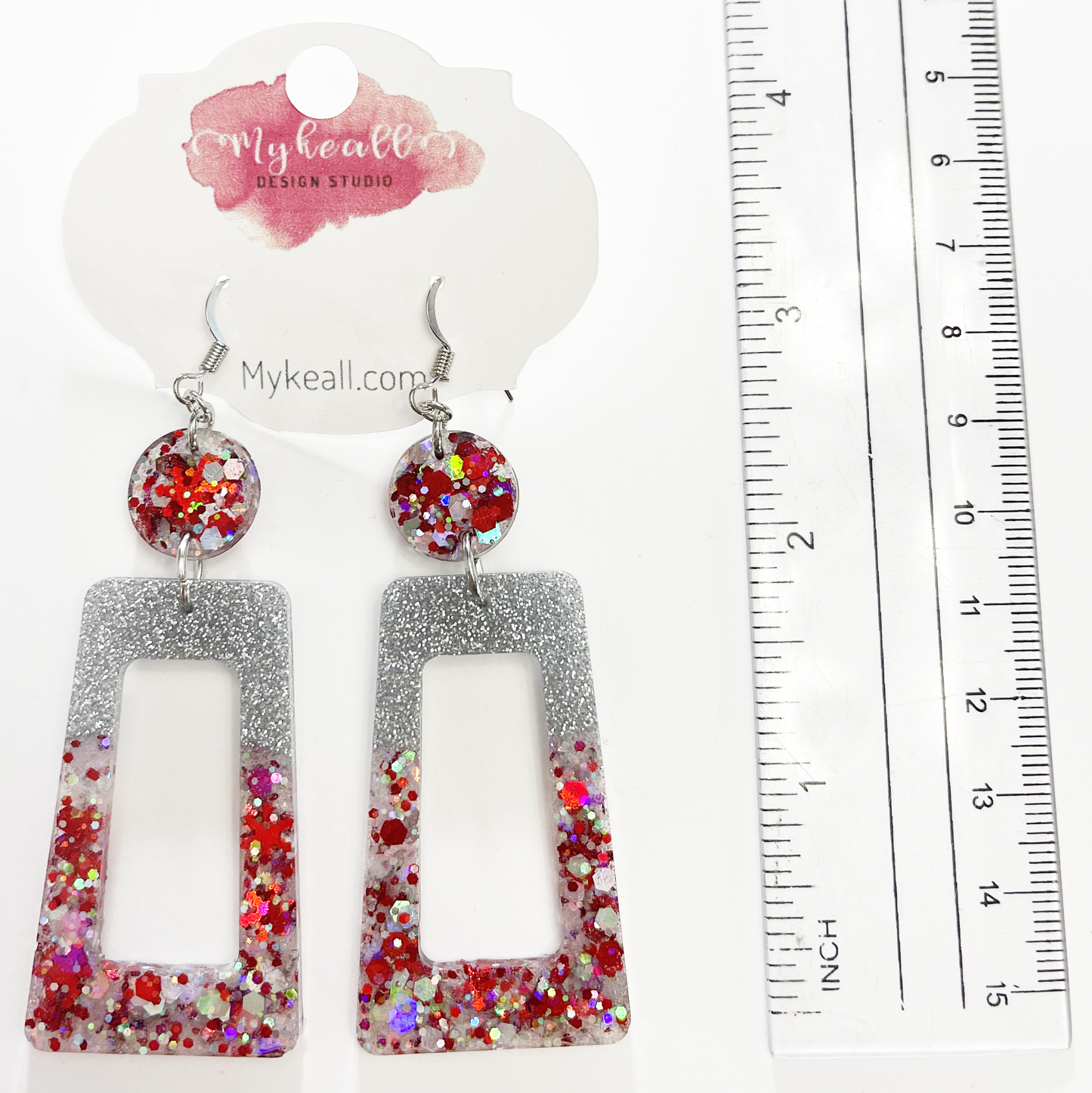 Christmas Earrings - Red & Silver