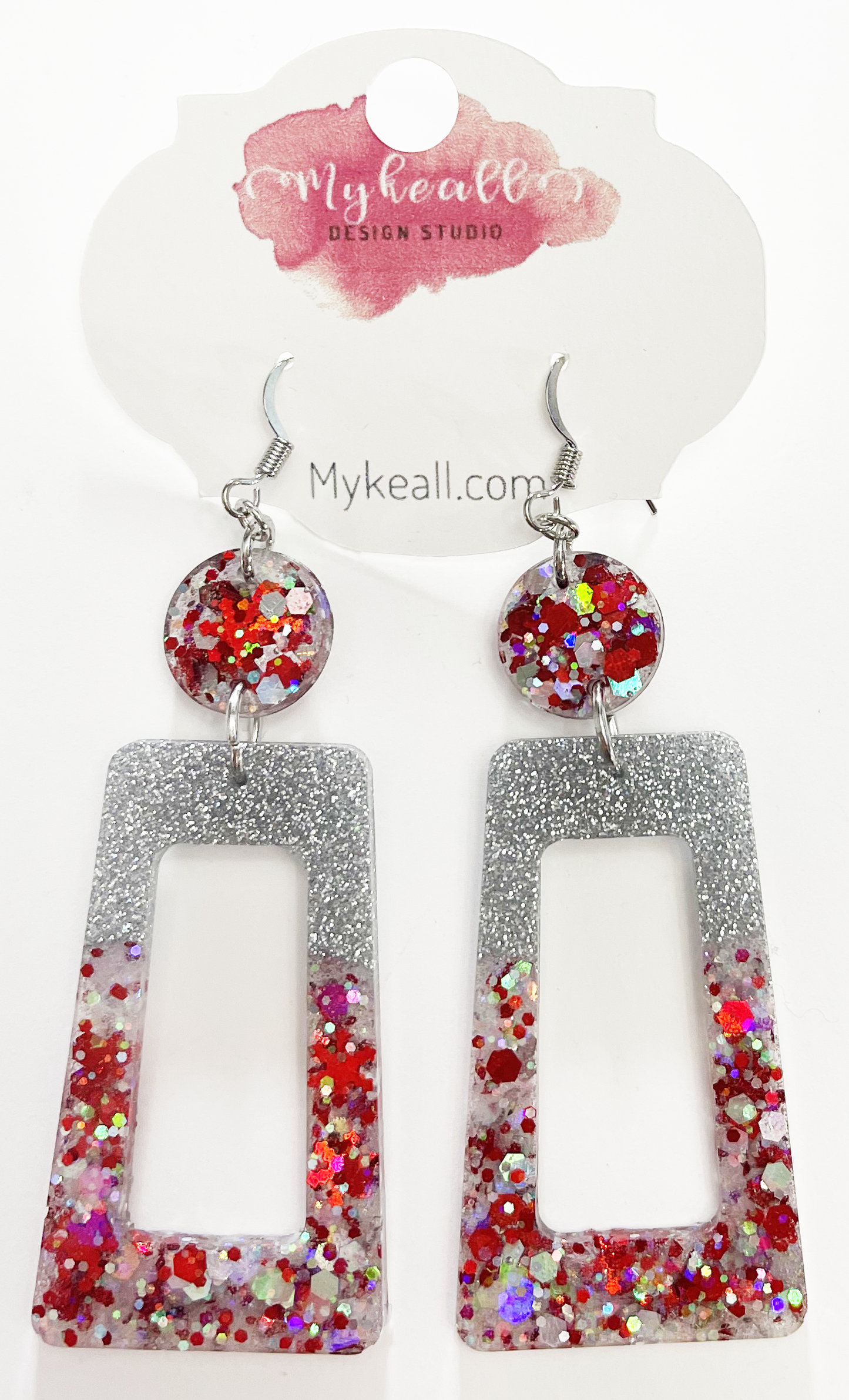 Christmas Earrings - Red & Silver