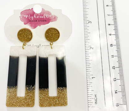 Black White Gold Earrings - 1