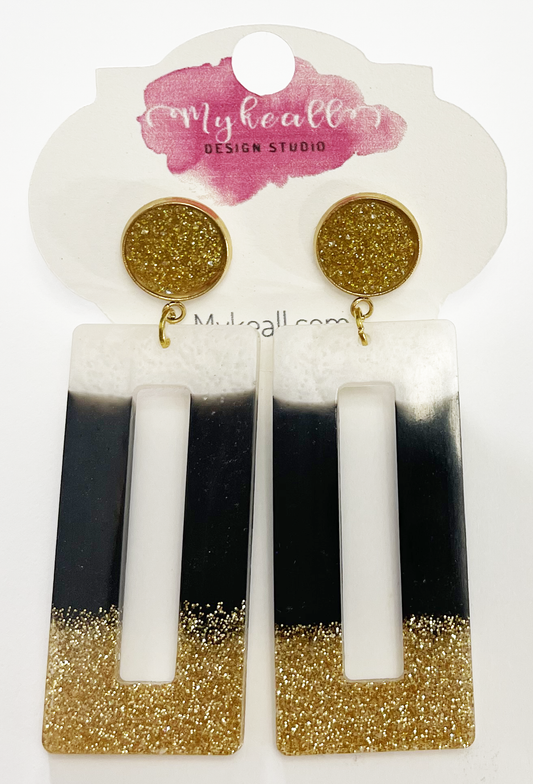 Black White Gold Earrings - 1