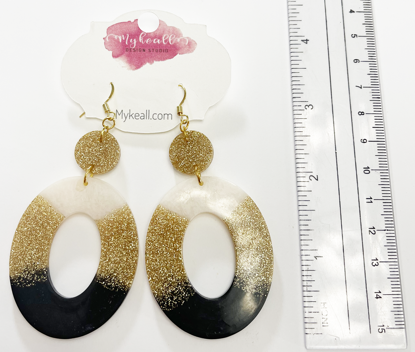 Black White Gold Earrings - 2