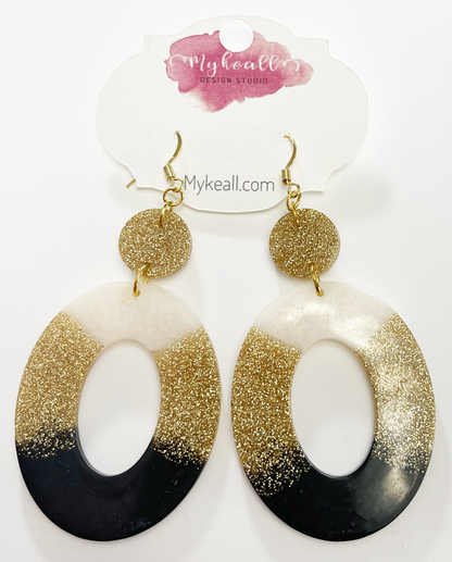 Black White Gold Earrings - 2