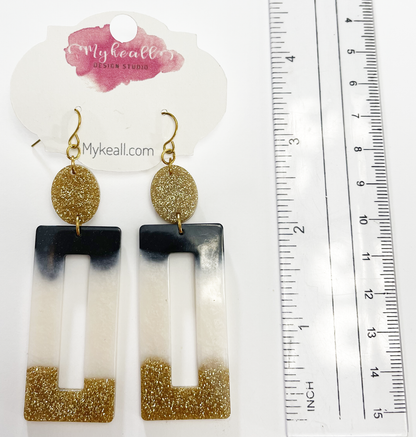 Black White Gold Earrings - 3