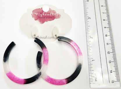 Black White Pink Earrings - 2