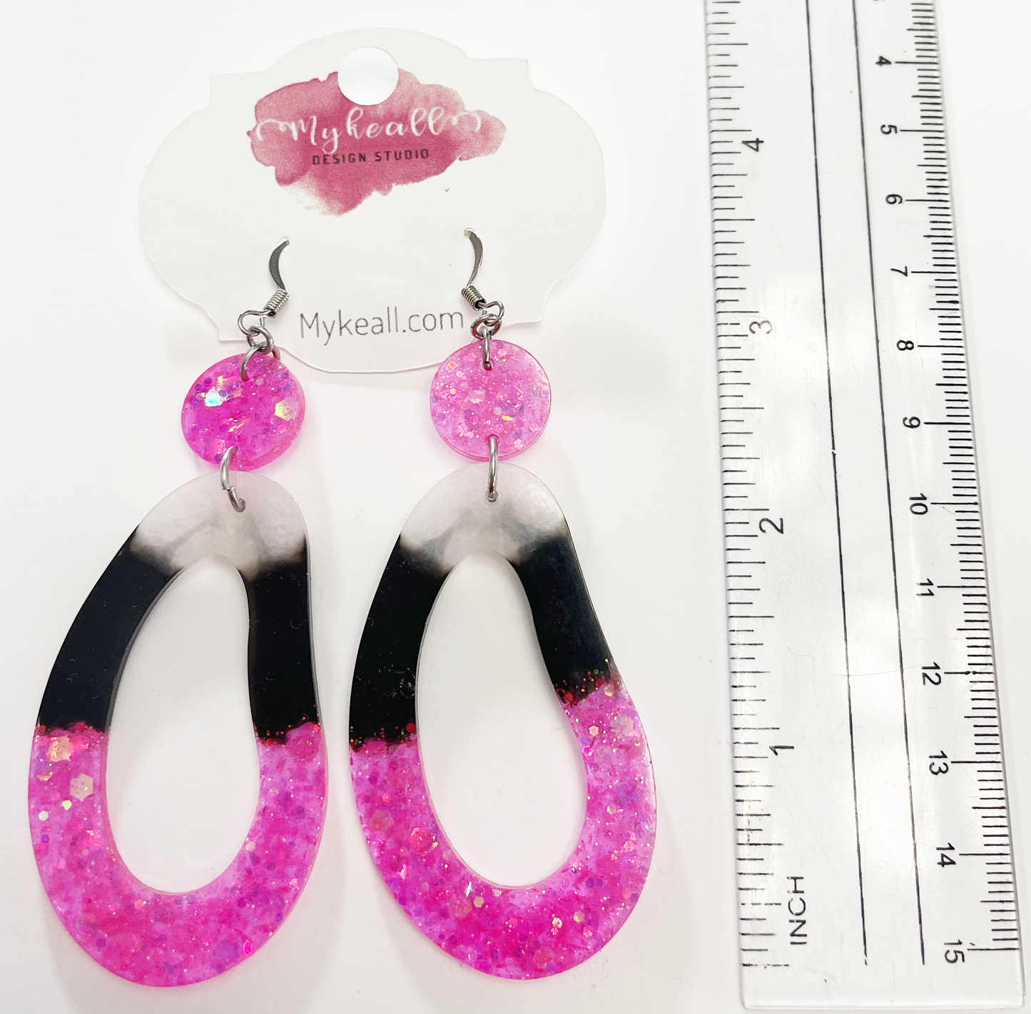 Black White Pink Earrings - 3