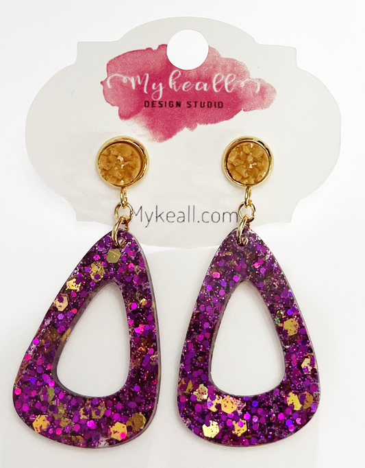 Purple/Gold Earrings - 16