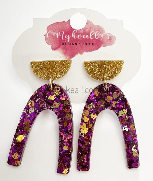 Purple/Gold Earrings - 17