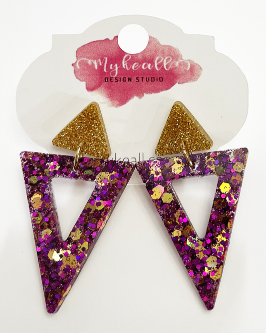 Purple/Gold Earrings - 19