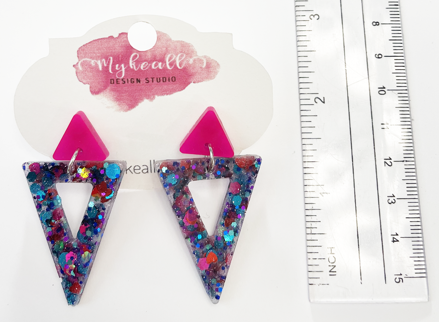 Pink/Blue-Glitter Earrings - 6