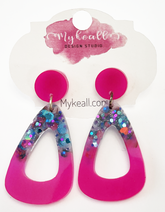 Pink/Blue-Glitter Earrings - 7