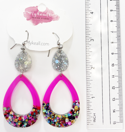 Pink/Glitter Earrings - 14